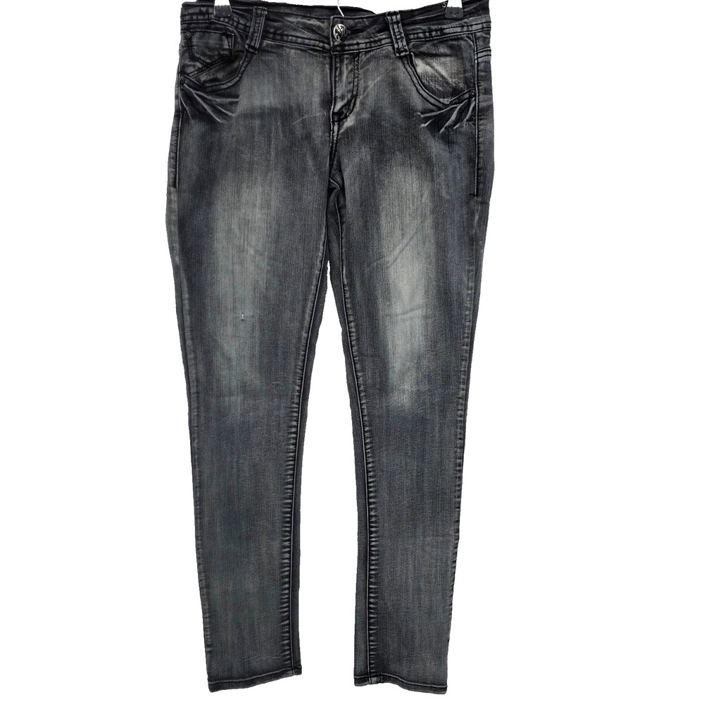Southpole Womens 5 Gray Acid Wash Skinny Jeans Y2K Stretch Streetwear‎ Grunge